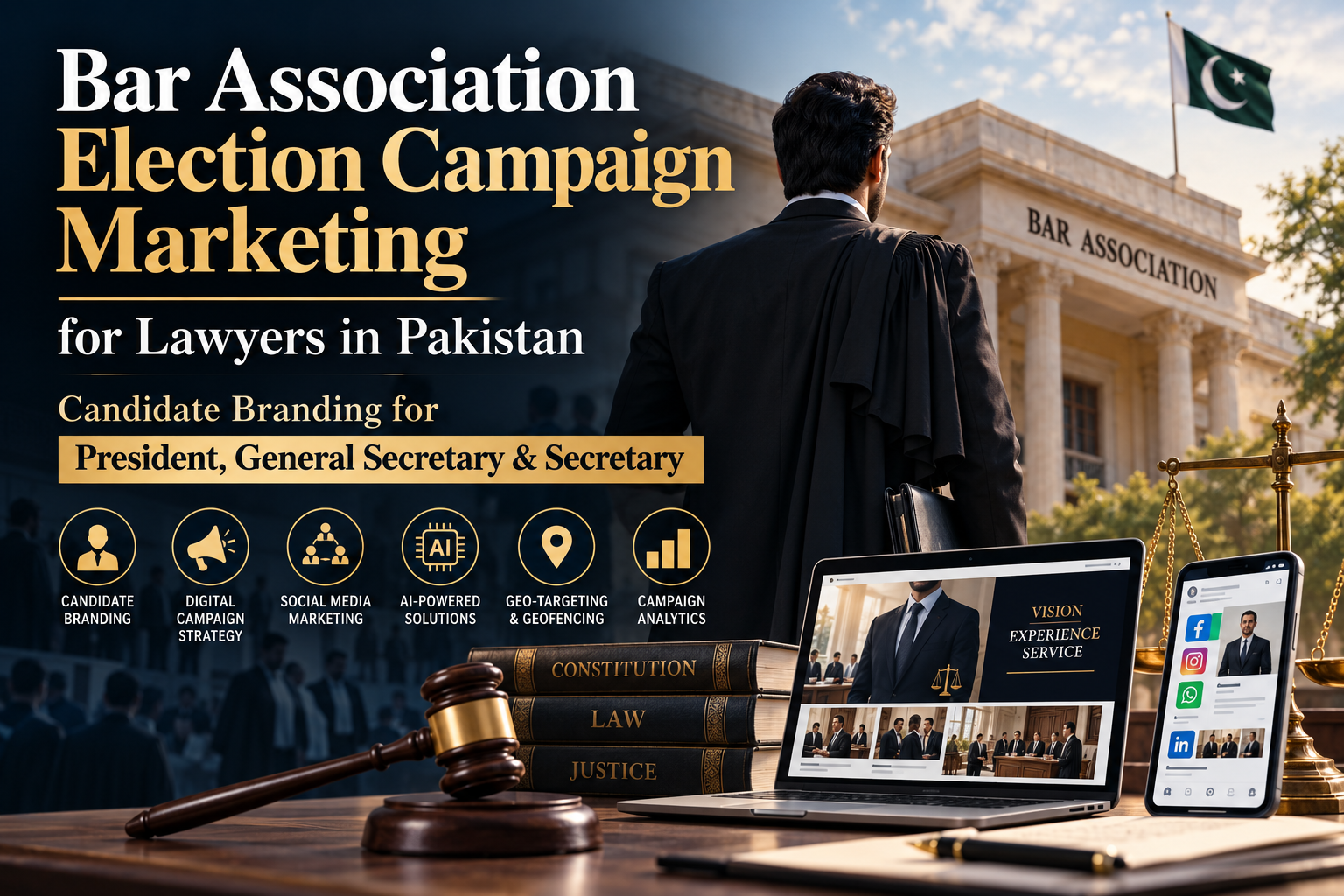 Bar Association Election Campaign Marketing for Lawyers in Pakistan | Candidate Branding for President, General Secretary & Secretary